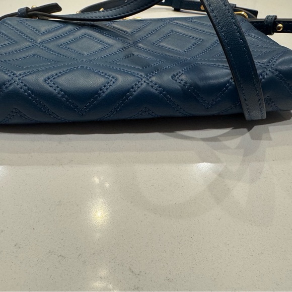 Tory Burch mini symphony blue Fleming Quilted Blue and Gold Crossbody Bag - Picture 7 of 8